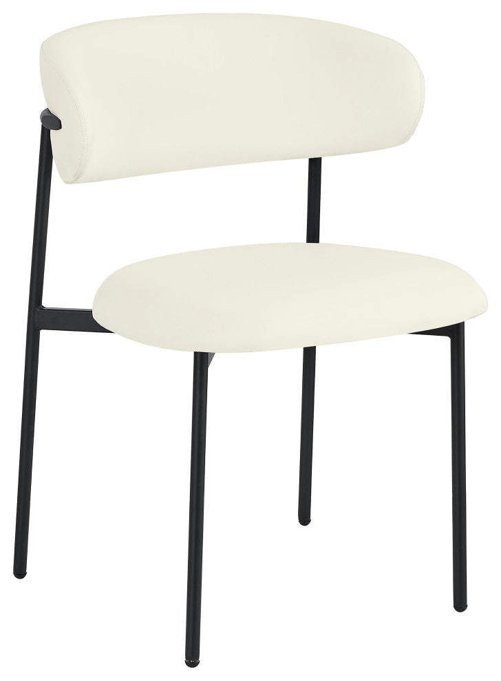 Lupita Vegan Leather Dining Chair, Set of 2, Cream, Matte Black Finish