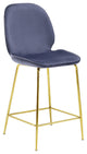 Tara Velvet Bar Chairs with Gold Plated Legs, Set of 2, Grey, 29"