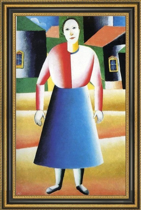 Kazimir Malevich Girl in the Country - 18" x 27" Framed Premium Canvas Print