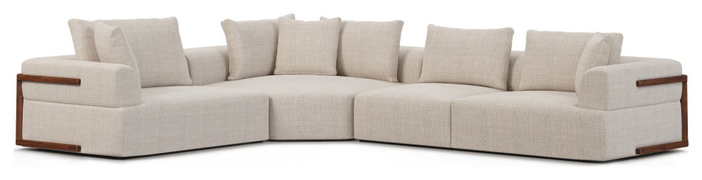Warner Oatmeal 3-Piece Sofa Set With Corner-Piece