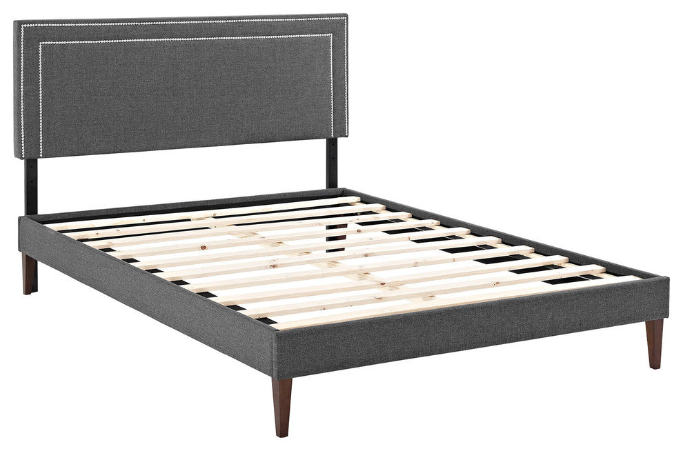 Modway Jessamine King Fabric Platform Bed With Squared Tapered Legs, Gray