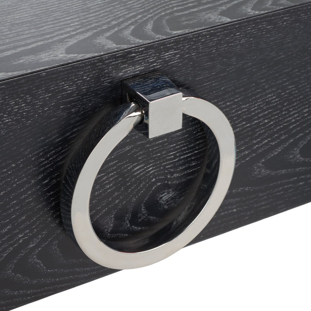 Safavieh Couture Maia 2-Drawer Lacquer Desk Black Cerused Oak