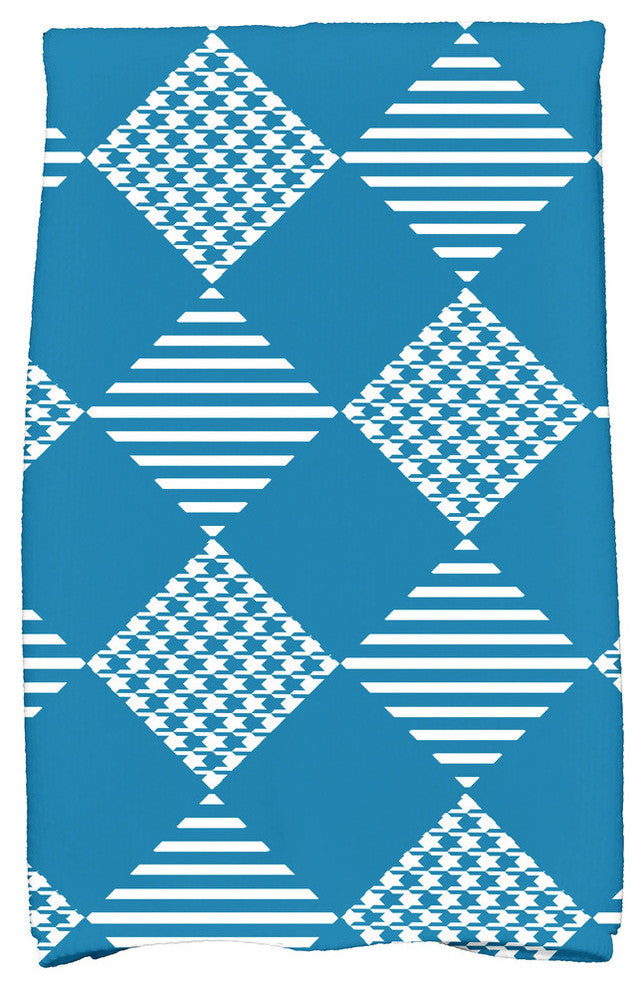 Check It Twice Holiday Geometric Print Kitchen Towel, Teal