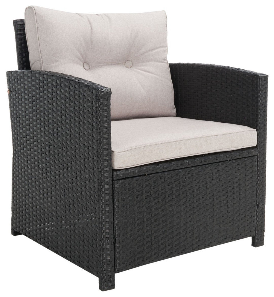 Safavieh Outdoor Vellor 4 Piece Living Set Black / Light Grey