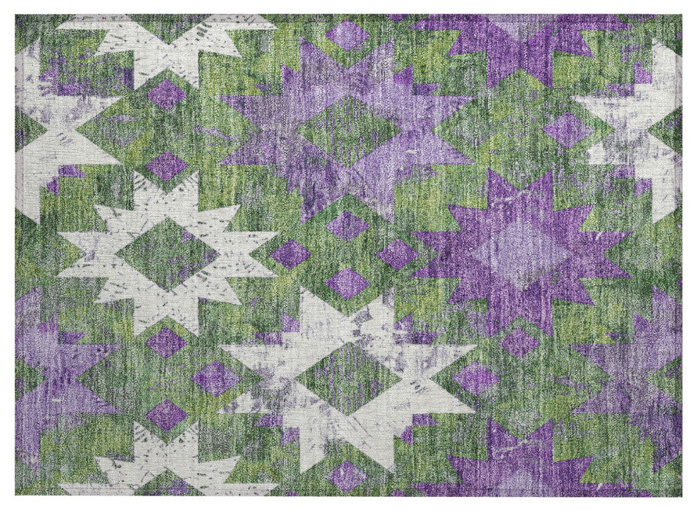 Machine Washable Indoor/Outdoor Chantille ACN1879 Green 1'8" x 2'6" Rug