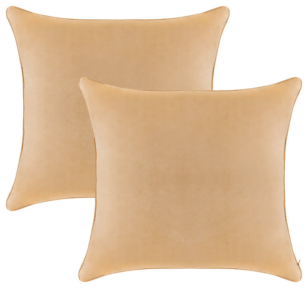A1HC Soft Velvet Pillow Covers, YKK Zipper, Set of 2, Mocha, 22"x22"