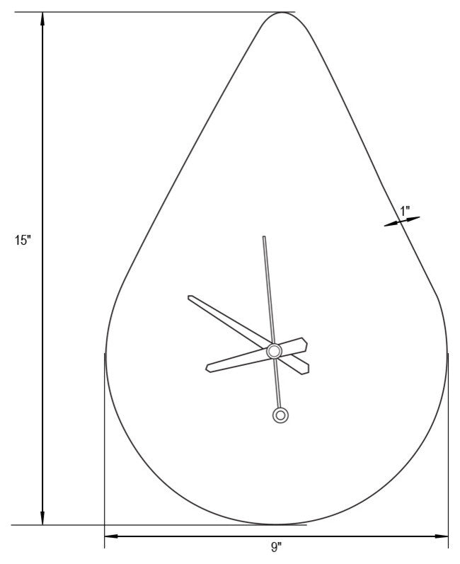 Manchester Silent Raindrop Shape Wall Clock Aluminum Hands Battery Included, Mint