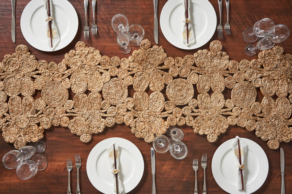 Bordered Braided Organic Jute Table Runner