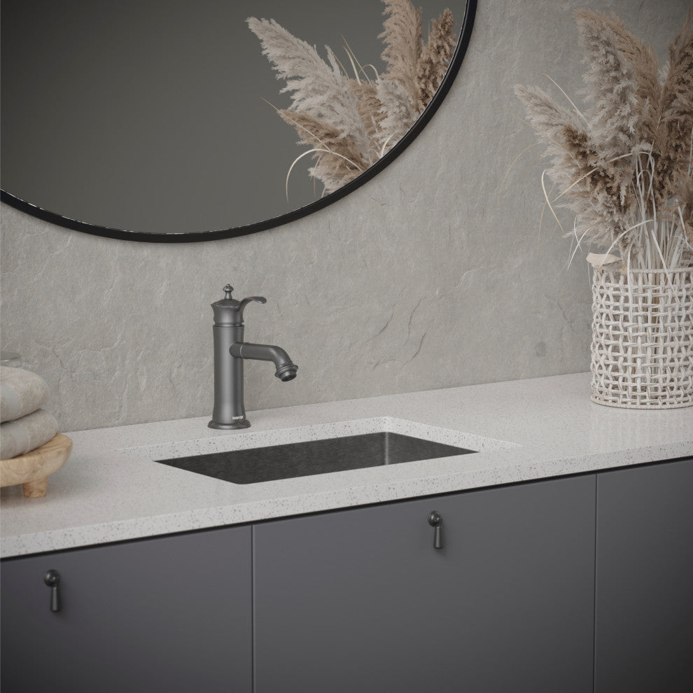 Karran 1-Handle 1-Hole Bathroom Faucet With Pop-up Drain, Gunmetal Grey