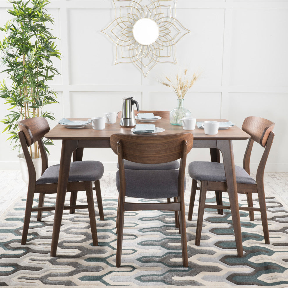 GDF Studio Williamgsburg Mid-Century Modern 5 Piece Dining Set, Dark Gray