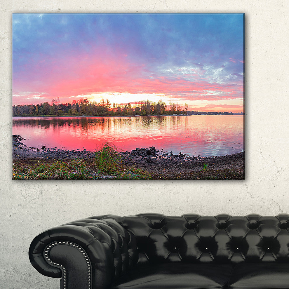"Beautiful Fall Sunrise Over River" Landscape Wall Wall Art, 40"x20"