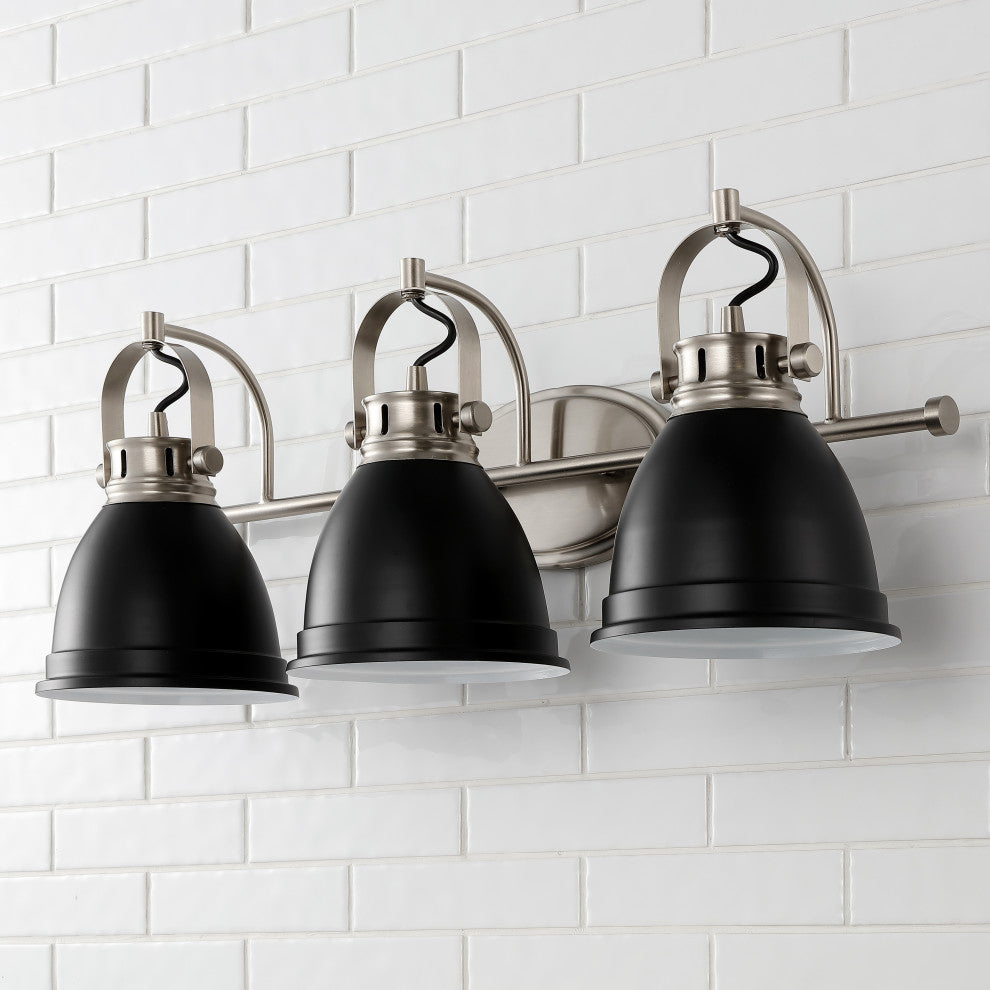 Phineas Light Farmhouse Bohemian Iron LED Vanity, Black, 3-Light