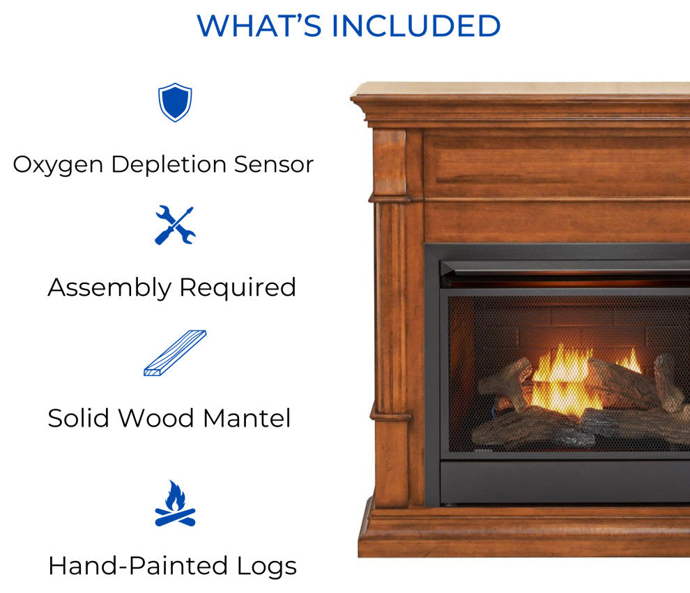 Duluth Forge Dual Fuel Ventless Gas Fireplace, 26,000 BTU, T-Stat, Apple Spice