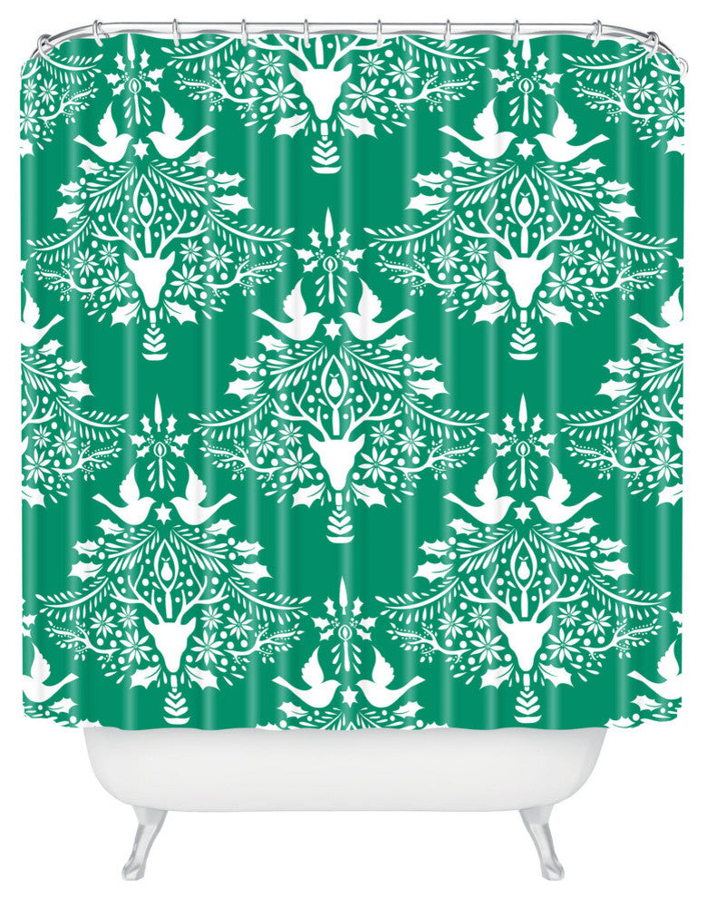 Deny Designs Jacqueline Maldonado Christmas Paper Cutting Green Shower Curtain