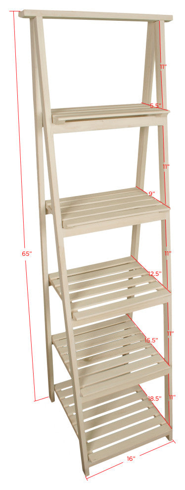 Wald Imports Whitewash Wood Decorative Garden Display Ladder