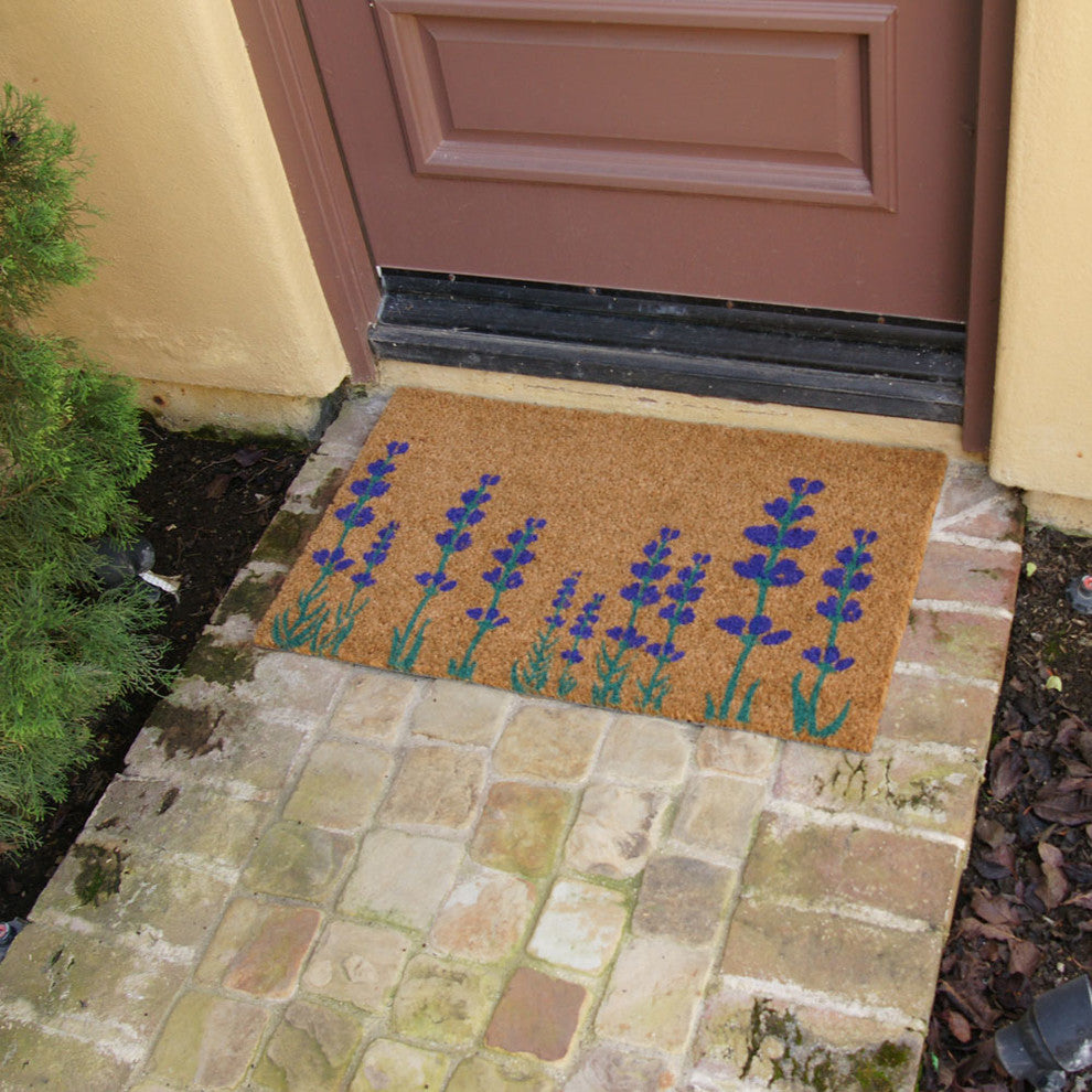 Purple English Lavender Flower Doormat, 18x30"