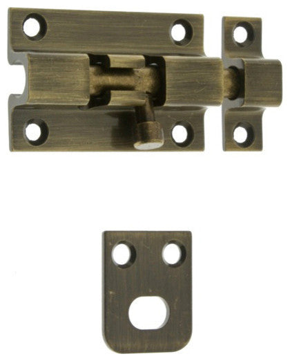 Genuine Solid Brass 2" Security Barrel Bolt, Antique Brass