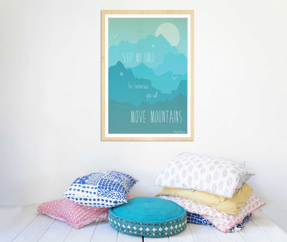 Move Mountains in Blue 11x14 Children's Wall Art Print