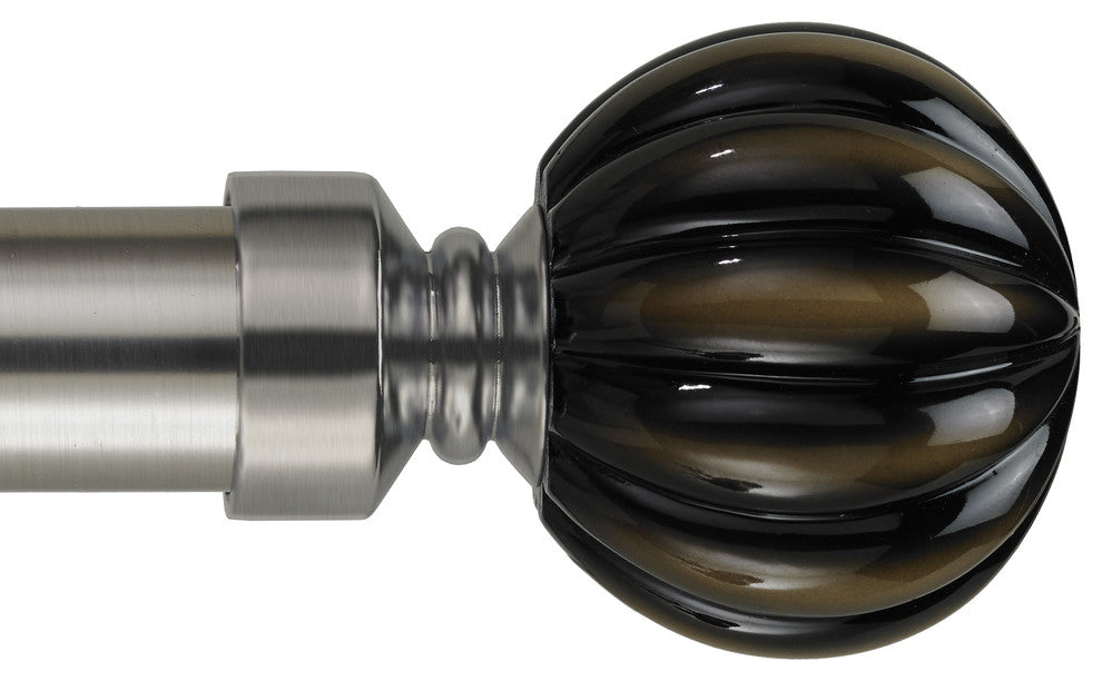 Ceramic Ball Non-Telescoping Curtain Rod, Stainless, 72''