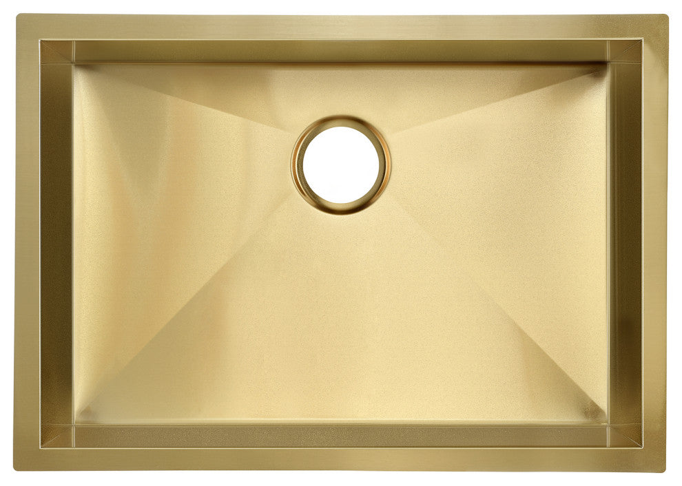 Tourner 26"x18" Stainless Steel, Single Basin, Undermount Sink, Gold