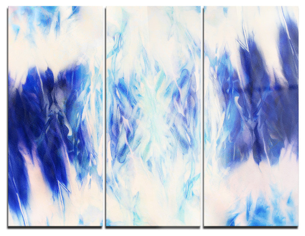 "Blue Collage With Spots" Glossy Metal Wall Art, 3 Panels, 36"x28"