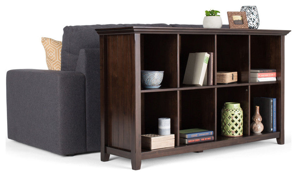 Acadian SOLID WOOD 8 Cube Storage Sofa Table, Brunette Brown