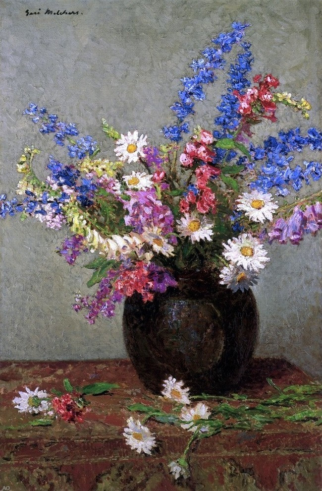 Gari Melchers July Flowers Premium Canvas Print