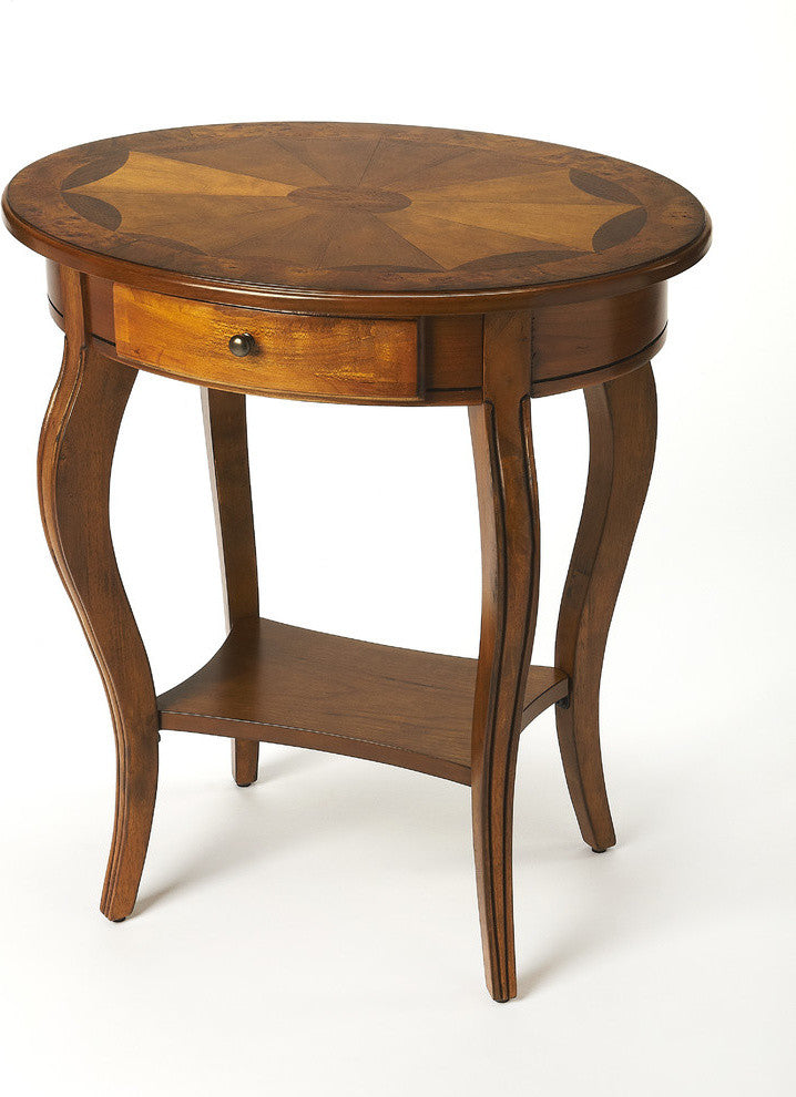 Jeanette Oval Accent Table, Medium Brown
