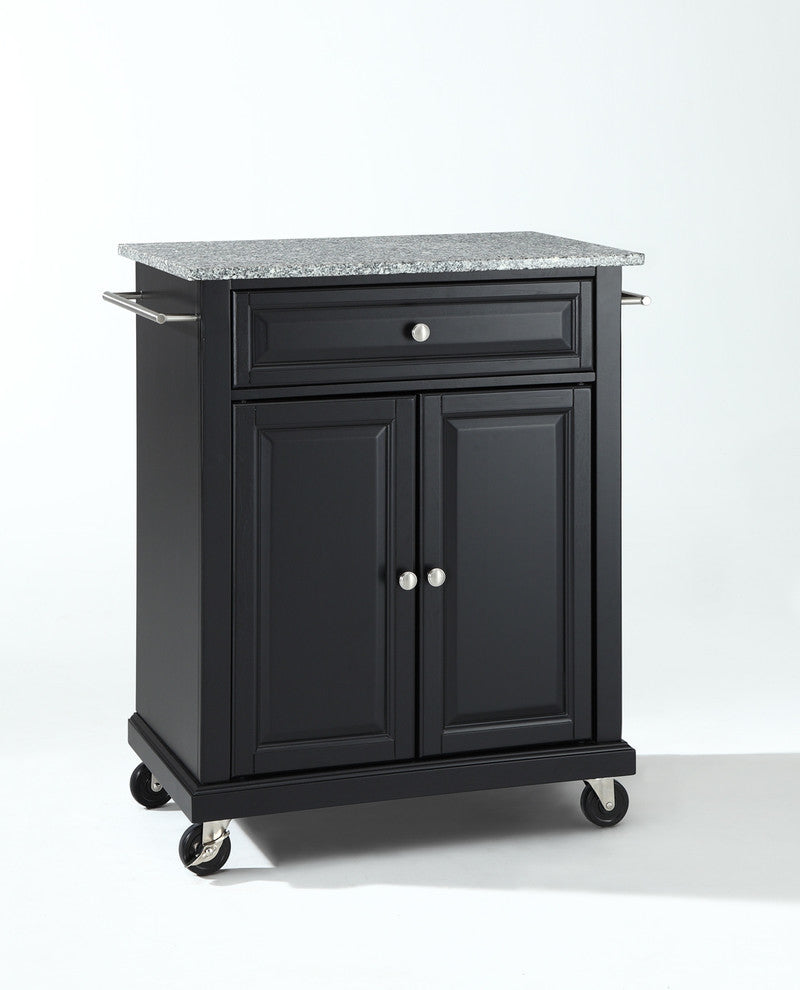 Solid Granite Top Portable Kitchen Cart, Island