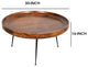 30" Wide Round Mango Wood Coffee Table With Splayed Metal Legs Brown and Black