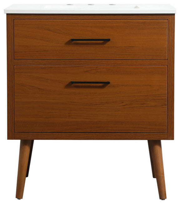 Home Living 22" Midcentury Modern Teak-Light Bathroom Vanity