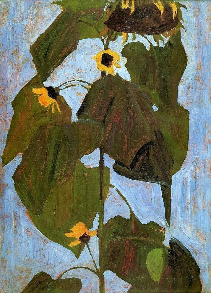 Egon Schiele Sunflower I Premium Canvas Print