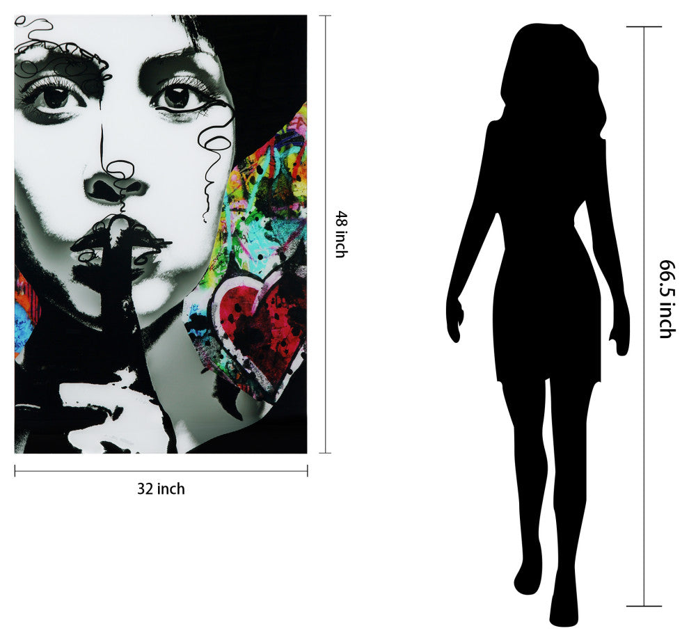 "Secrets" Frameless Free Floating Tempered Glass Panel Graphic Art
