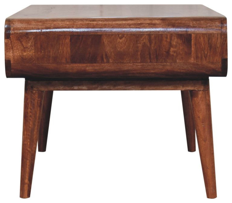 Artisan Furniture Solid Wood Curved Honey Caramel Coffee Table with a drawer