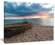 "Rusty Row Boat On Sand At Sunset" Seascape Art Canvas, 20"x12"