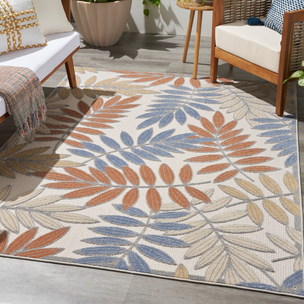 Nourison Aloha 6' x 9' Blue Mocha Outdoor Rug