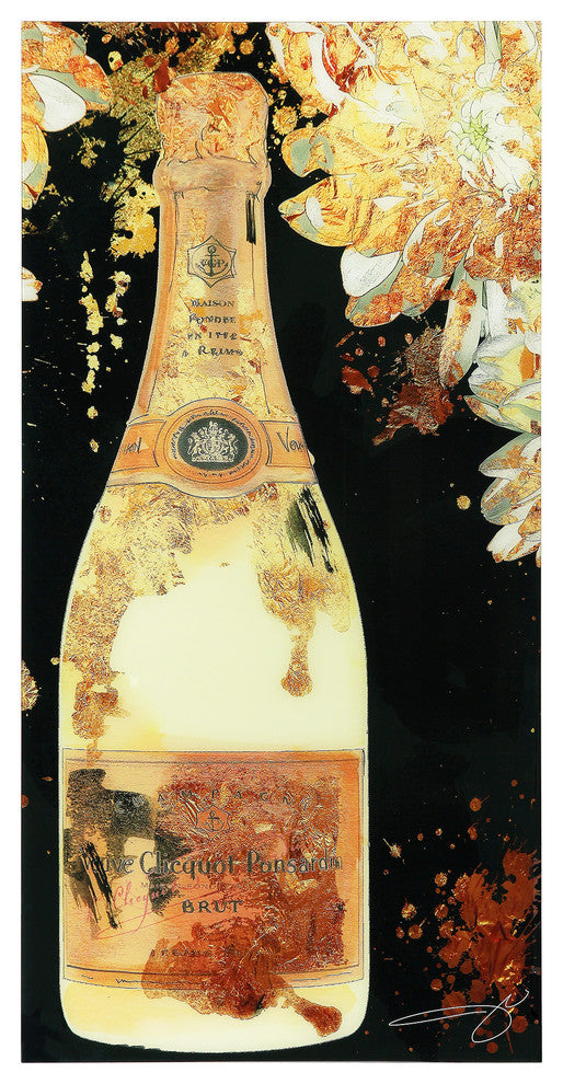 "Let's Celebrate" Huge Champagn Bottle Wall Art Tempered Art Glass 72"x 36"