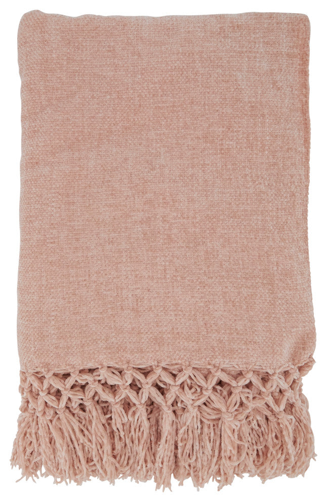 Knotted Design Chenille Throw, Blush