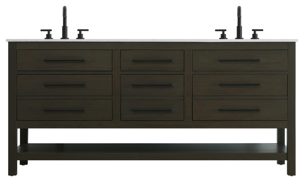 Home Living 72" Double Bathroom Vanity, Mocha Brown