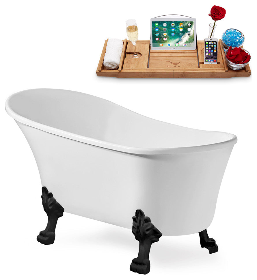 55" Streamline N346BL-IN-BL Clawfoot Tub and Tray With Internal Drain