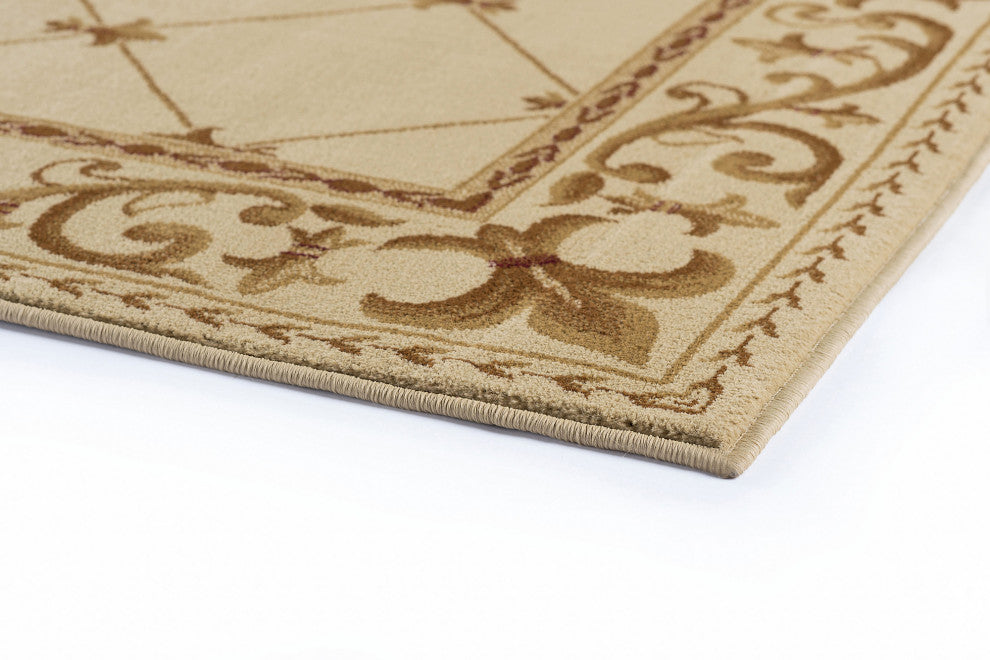 Orleans Traditional Border Area Rug, Ivory, 5'3"x7'3"