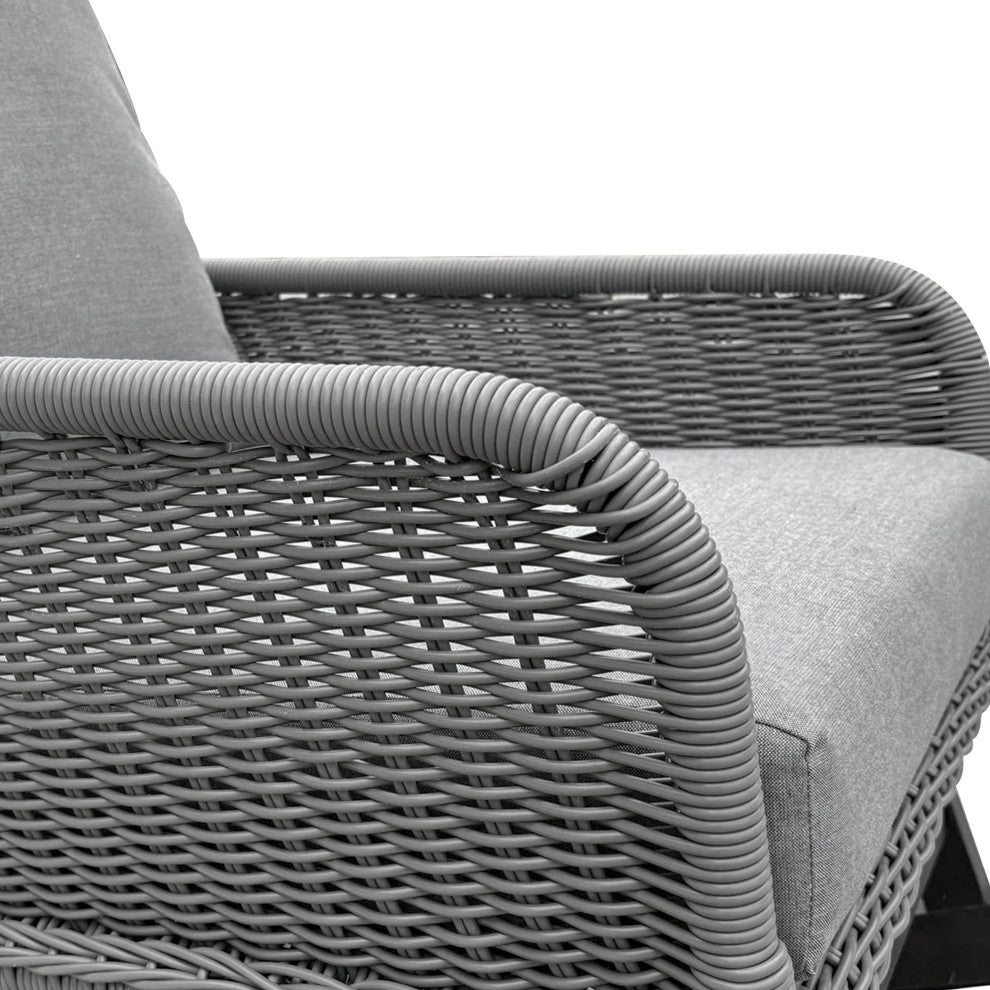 GDF Studio Outdoor PE Rattan Rocking Chair With Cushions, Gray, Set of 2