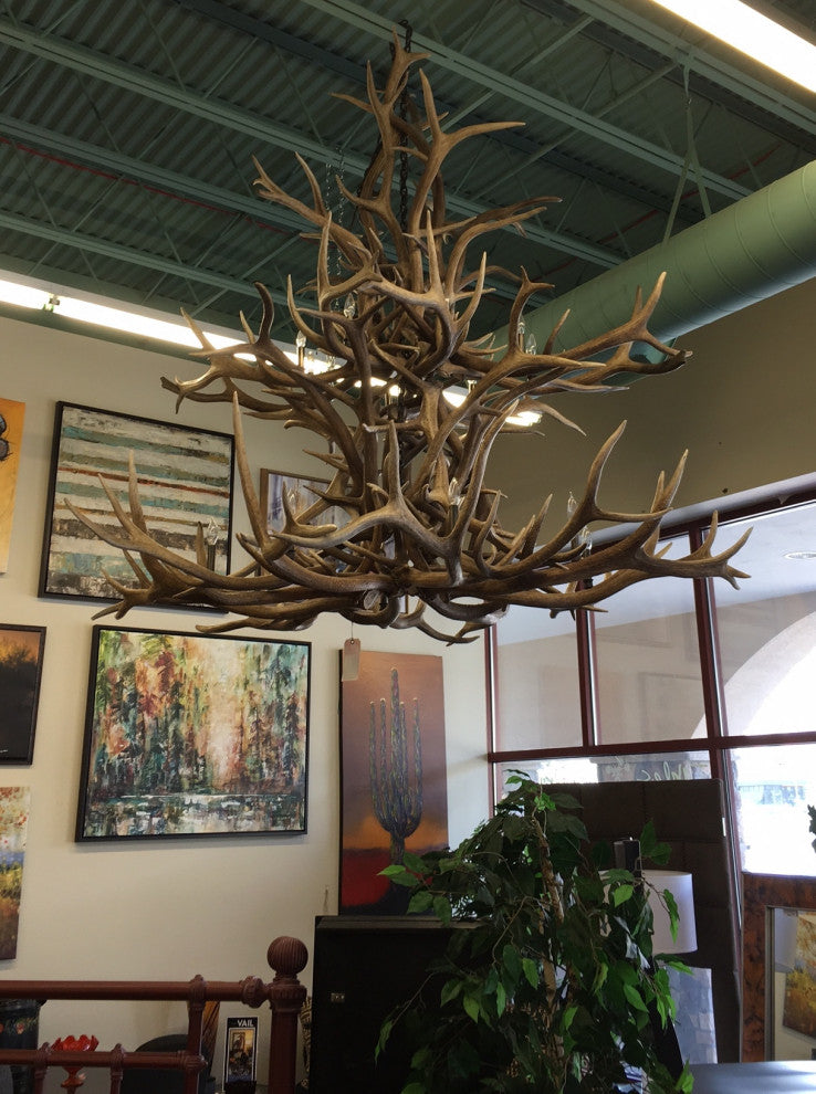 Elk Double Tier Deer Antler Chandelier Light, Large, No Shades