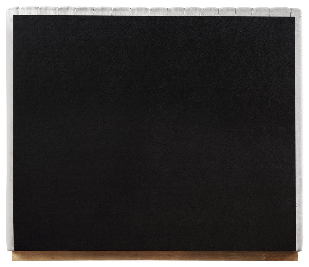 Logan Beige Linen Textured Fabric Twin Bed, Cream, Full