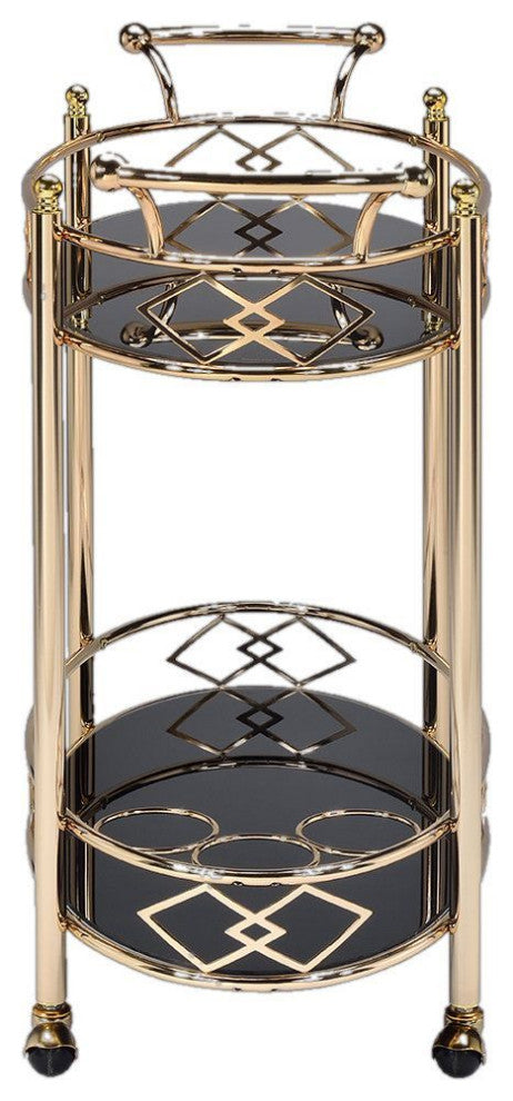 Ottesen Serving Cart, Gold and Black Glass