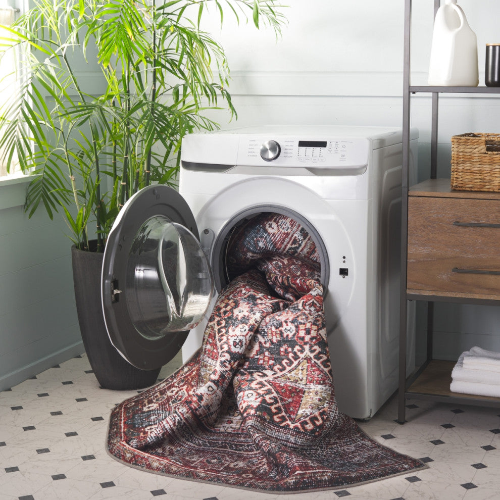 Safavieh Tucson TSN130 Rug Machine-Washable, Navy/Rust, 3'x5'