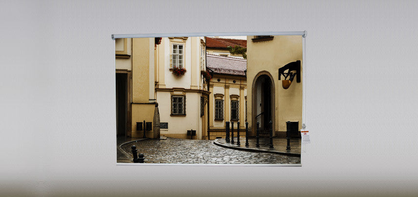 "Old Town" Artwork, 4' Shade, Partial Sheer, Right
