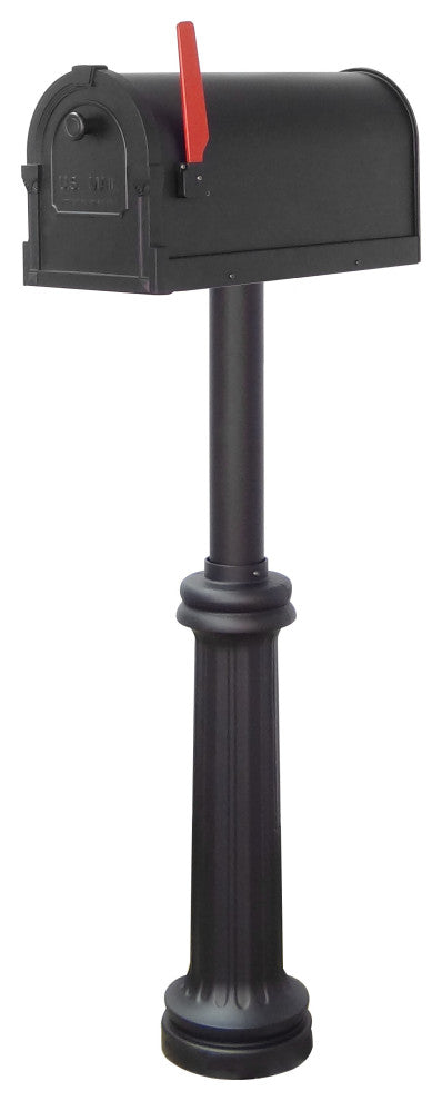 Savannah Curbside Mailbox With Bradford Direct Burial Mailbox Post, Black