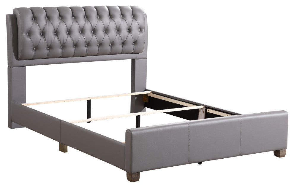 Bed, Gray, Queen