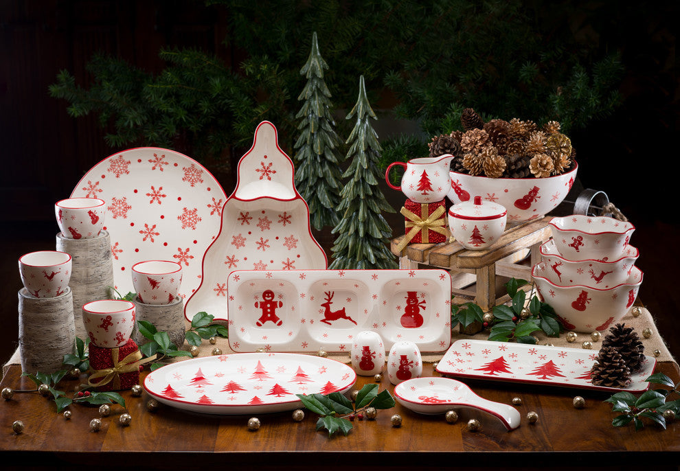 Euro Ceramica Winterfest Chip and Dip Tree Platter